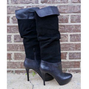 INC Zenya Black Suede Knee-High Boots